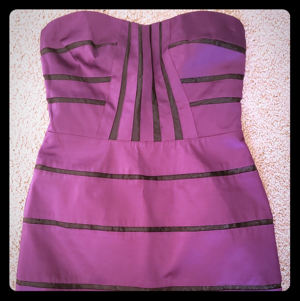 BCBG Purple Strapless Cocktail Dress